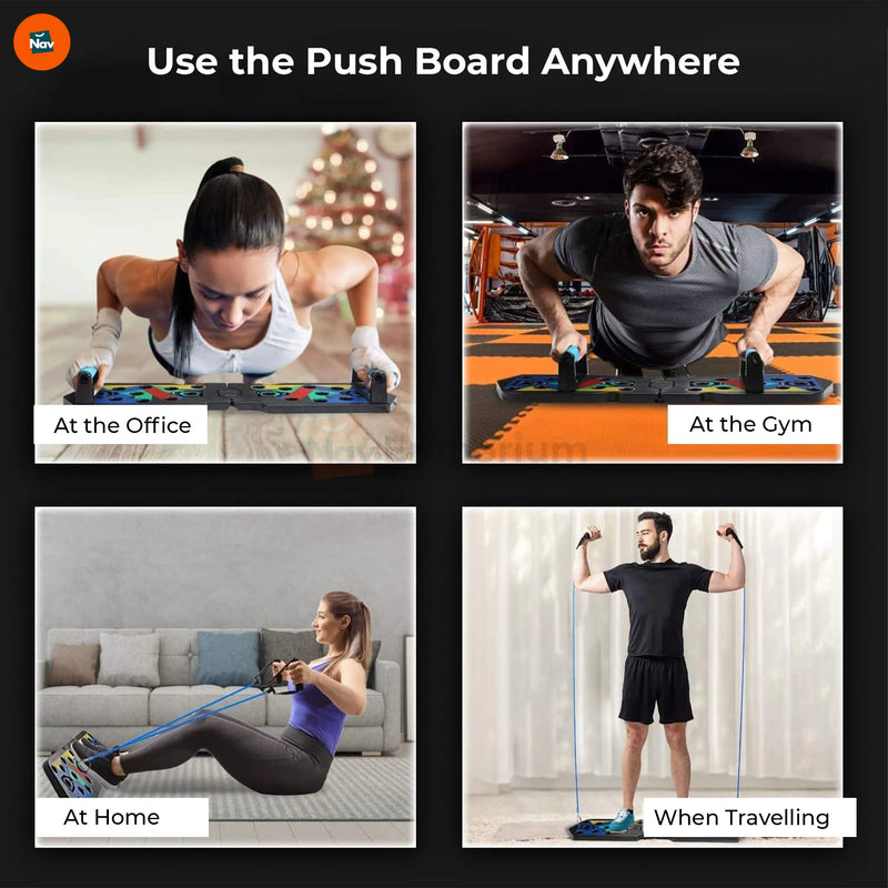 Feature image shows foldable portable push-up board