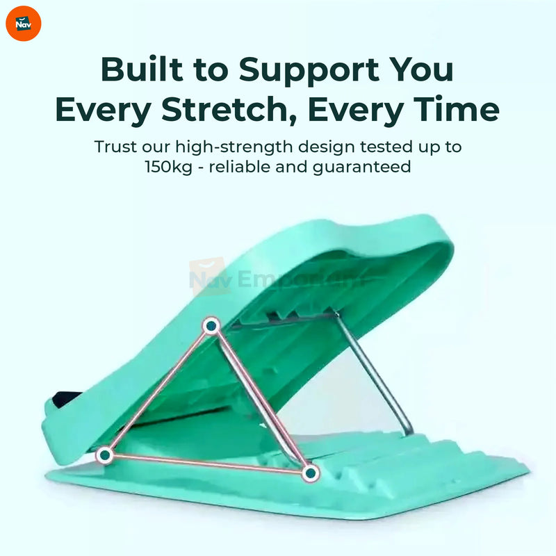 Infographic with callouts for key foot stretching board benefits 