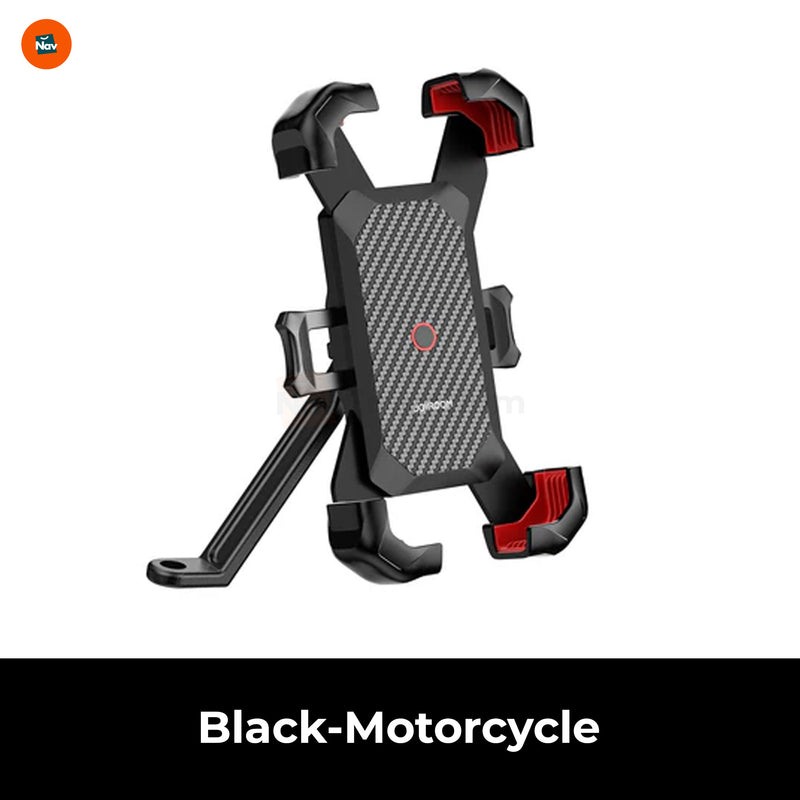 Smartphone mounted securely on motorcycle. 
