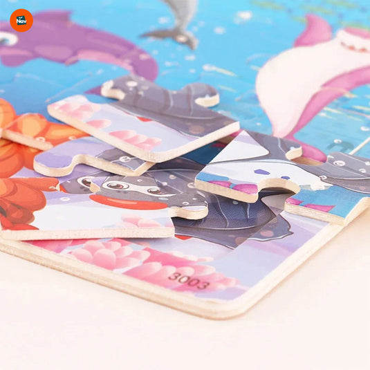 Toddler Solving Dinosaur Puzzle  