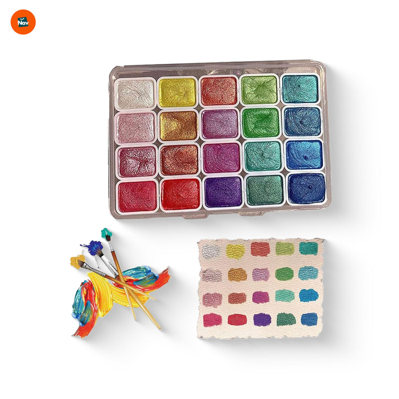 Metallic watercolor set colors