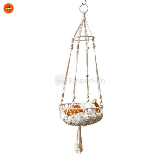 Handwoven macrame cat hammock