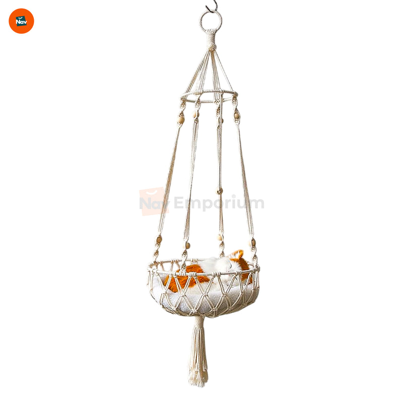 Handwoven macrame cat hammock