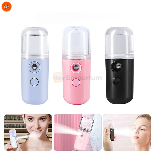  Lifestyle shot using portable nano facial mister daily