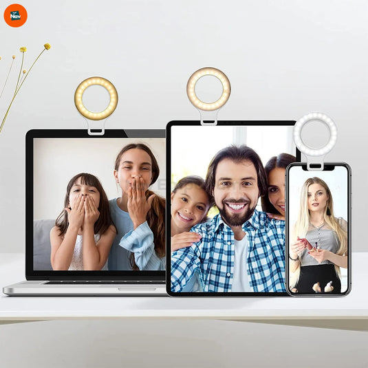  Lifestyle image of user with clip on ring light