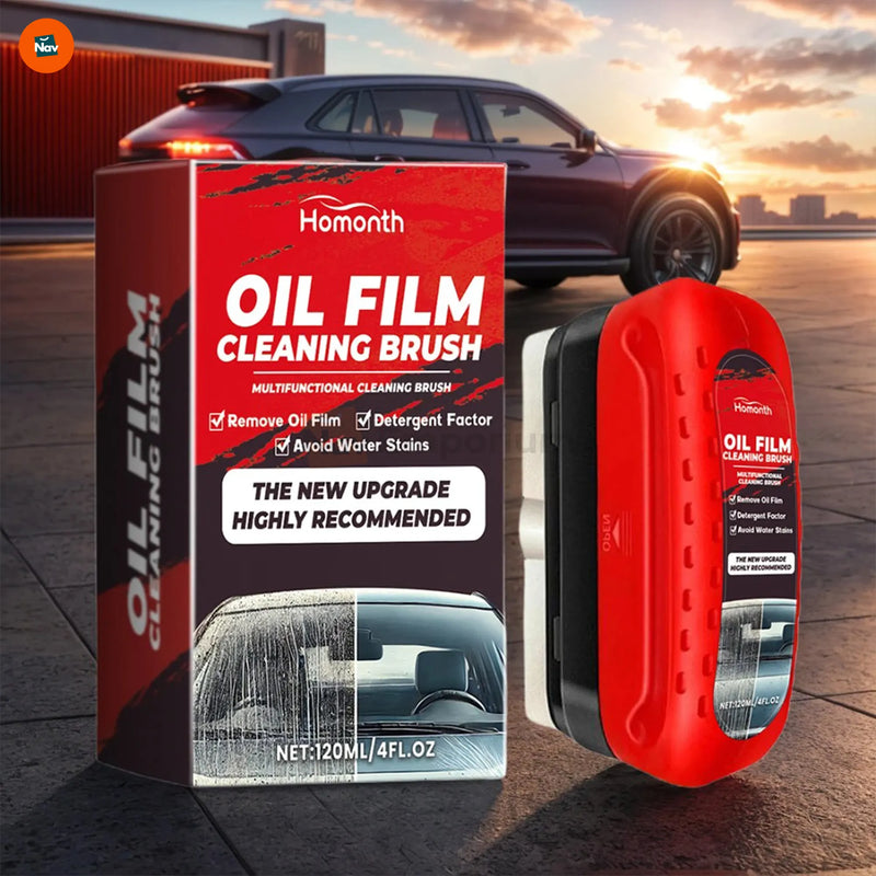  Lifestyle image with glass oil film cleaner in car setting