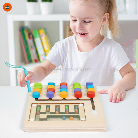 Toddler playing with Montessori puzzle  