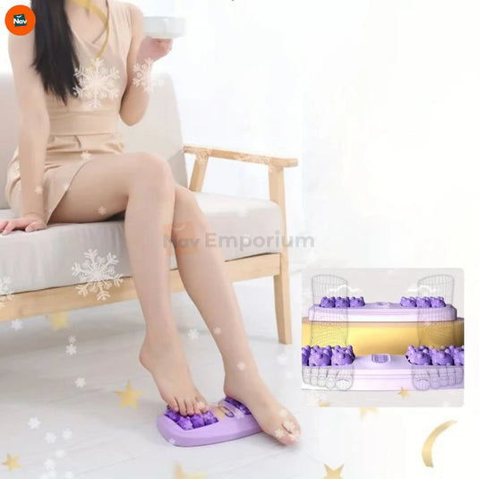 Lifestyle image demonstrating portable foot massager 