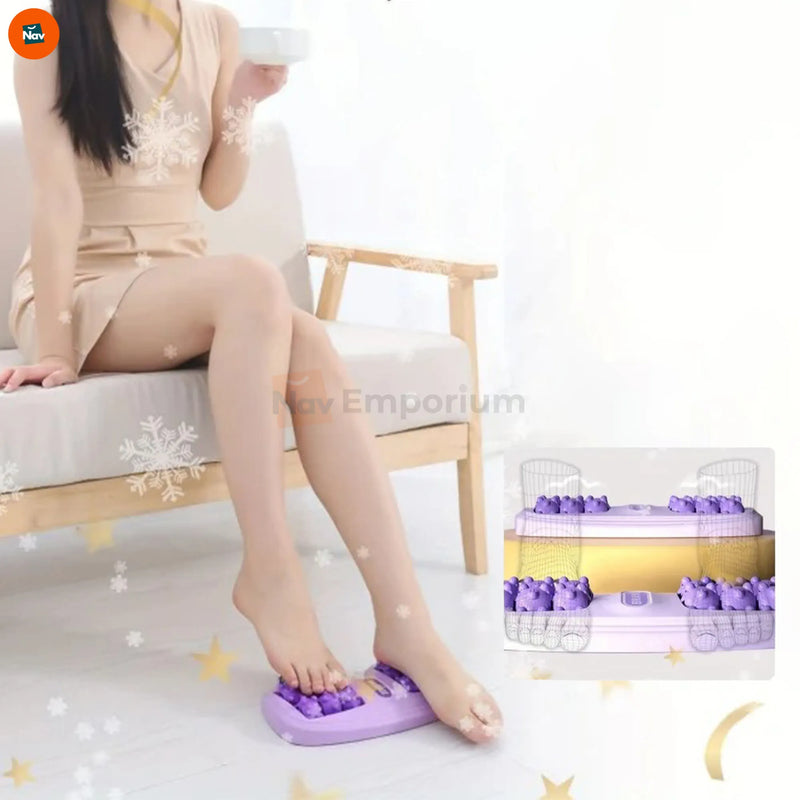 Lifestyle image demonstrating portable foot massager 