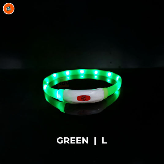 Night bright LED Dog Collar Green L