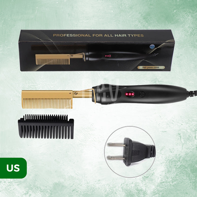 Portable hair straightening comb