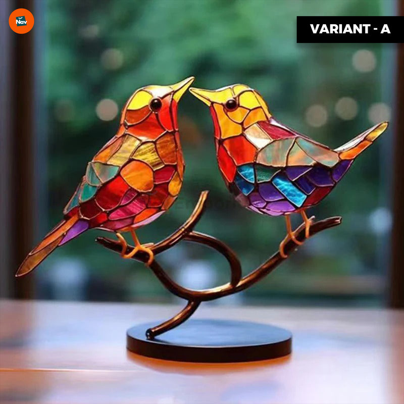 Radiant glass bird home accent