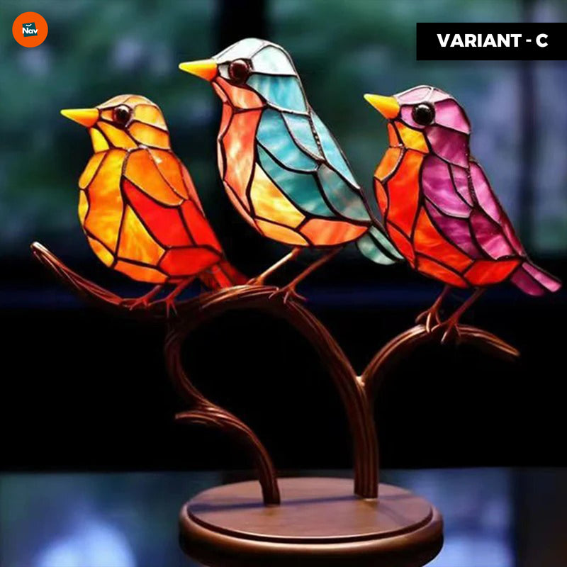 Radiant glass bird desk ornament