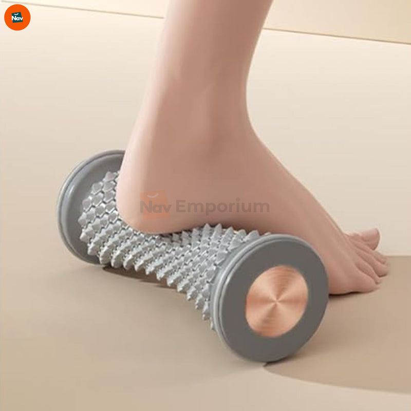 Lifestyle image demonstrating plantar fasciitis roller use 